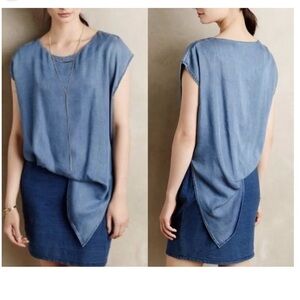 Amado Anthropologie Women’s Two tone Chambray Mini Dress Casual Size Small